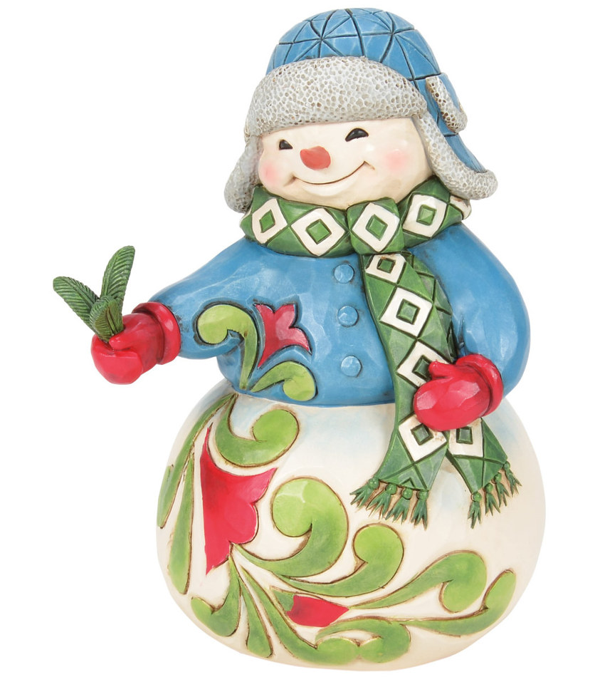 JS6017015 - Snowman with Evergreen Sprig