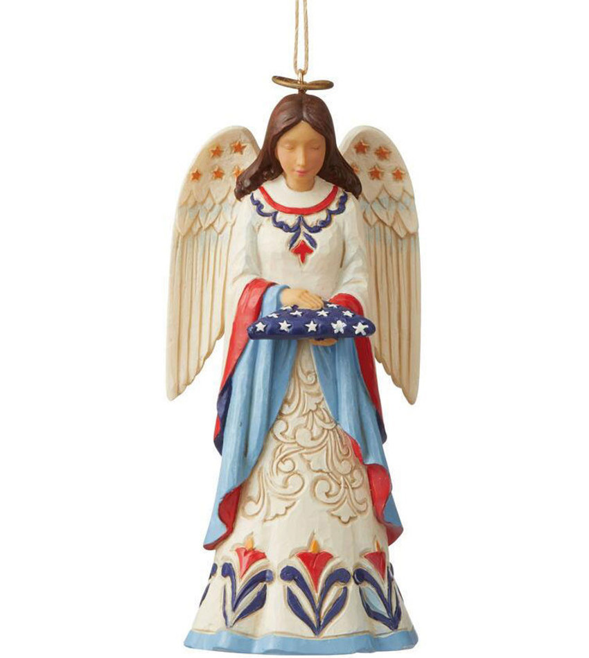 JS6009454 - Angel Holding Folded Flag Ornament