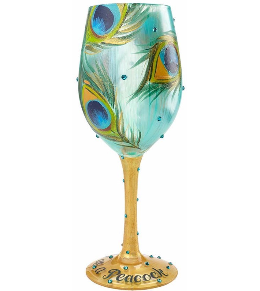 4056857 - Pretty As A Peacock wine glass