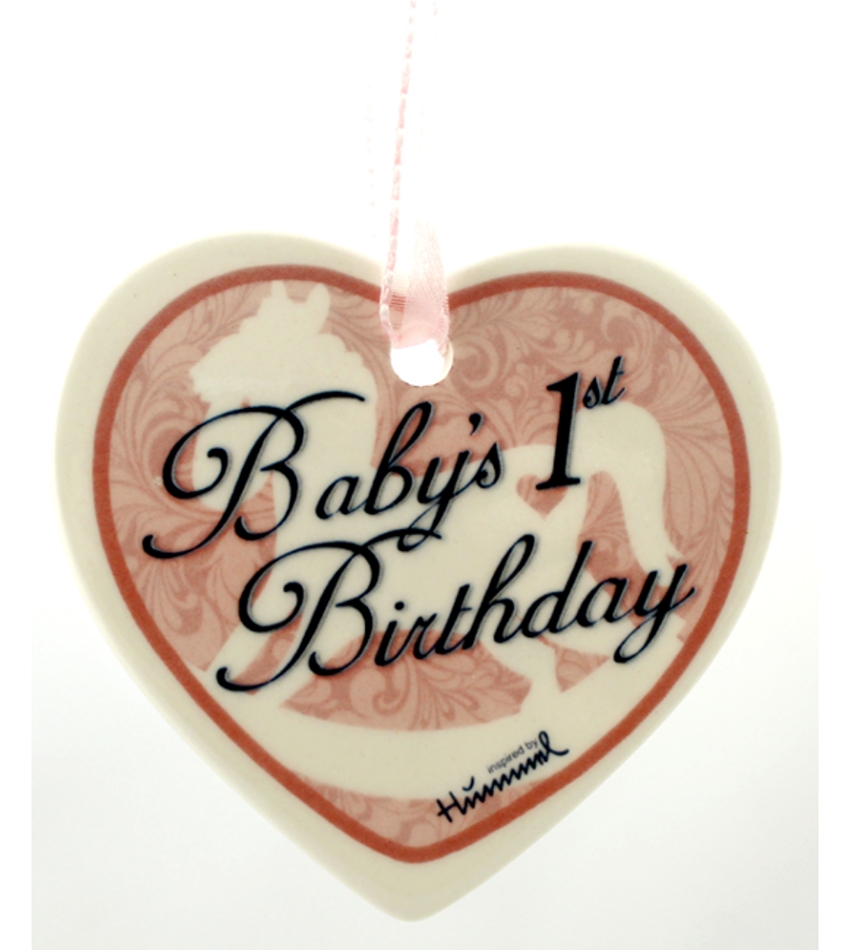 610006 - Baby's First Birthday Pink Heart Ornament