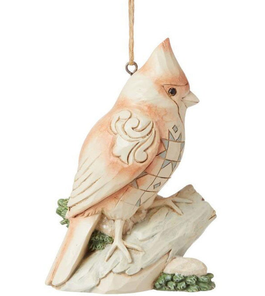 JS6008867 - White Woodland Cardinal Ornament