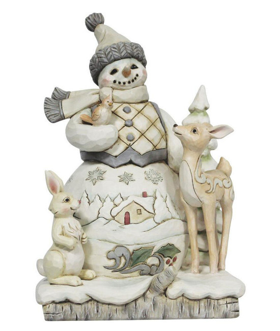 JS6011616 - White Woodland Snowman with Deer