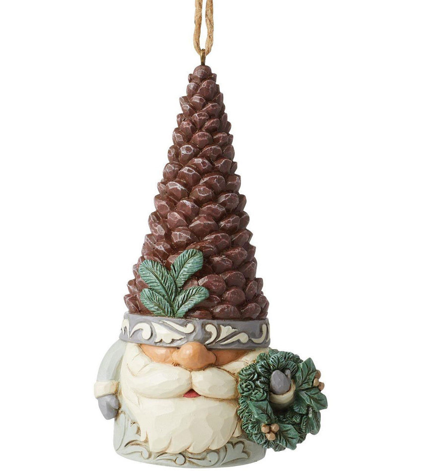 JS6012689 - White Woodland Gnome w/Pinecone Ornament