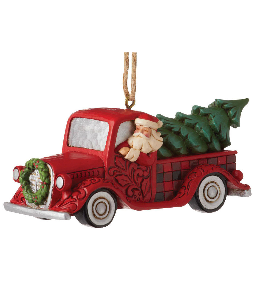 JS6012872 - Highland Glen Santa in Red Truck Ornament