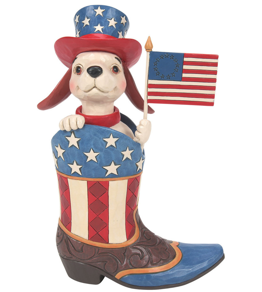 JS6014412 - Patriotic Boot with Dog Holding Flag