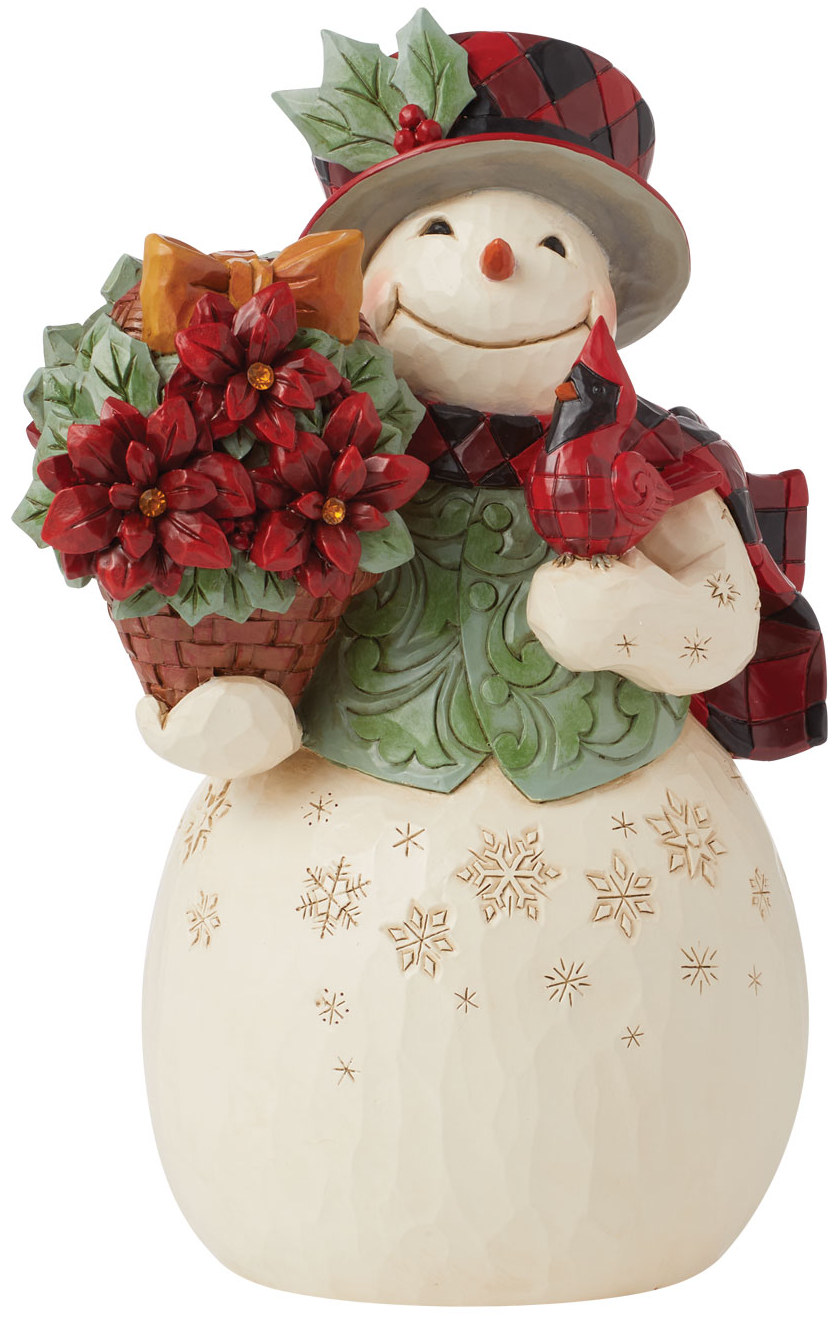 JS6015442 - Snowman Holding Poinsettia Basket