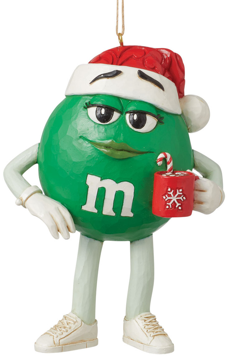 JS6015686 - M&M's Green Character in Santa Hat Ornament